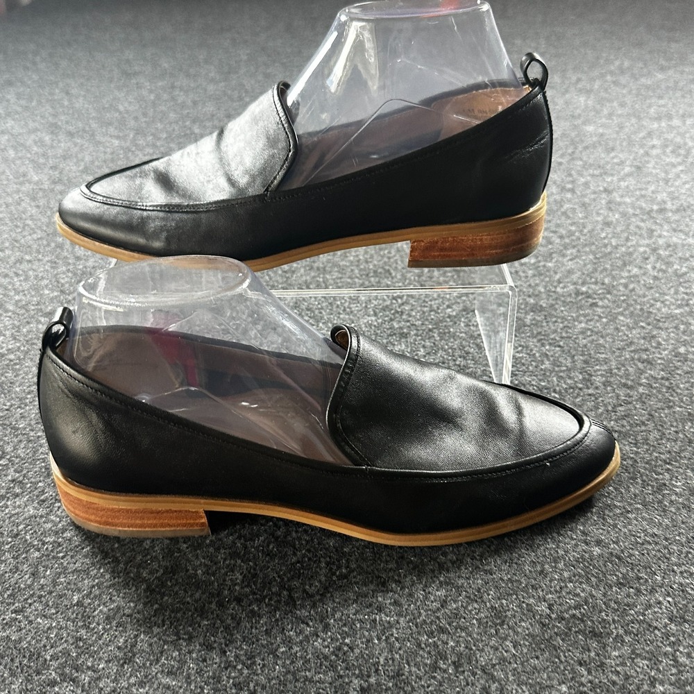 SUSINA Kellen Shoes Black Loafer Almond Toe Classic Leather Upper Slip On Sz 8.5